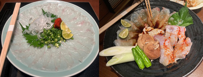 ふぐ刺し／生ふぐと野菜